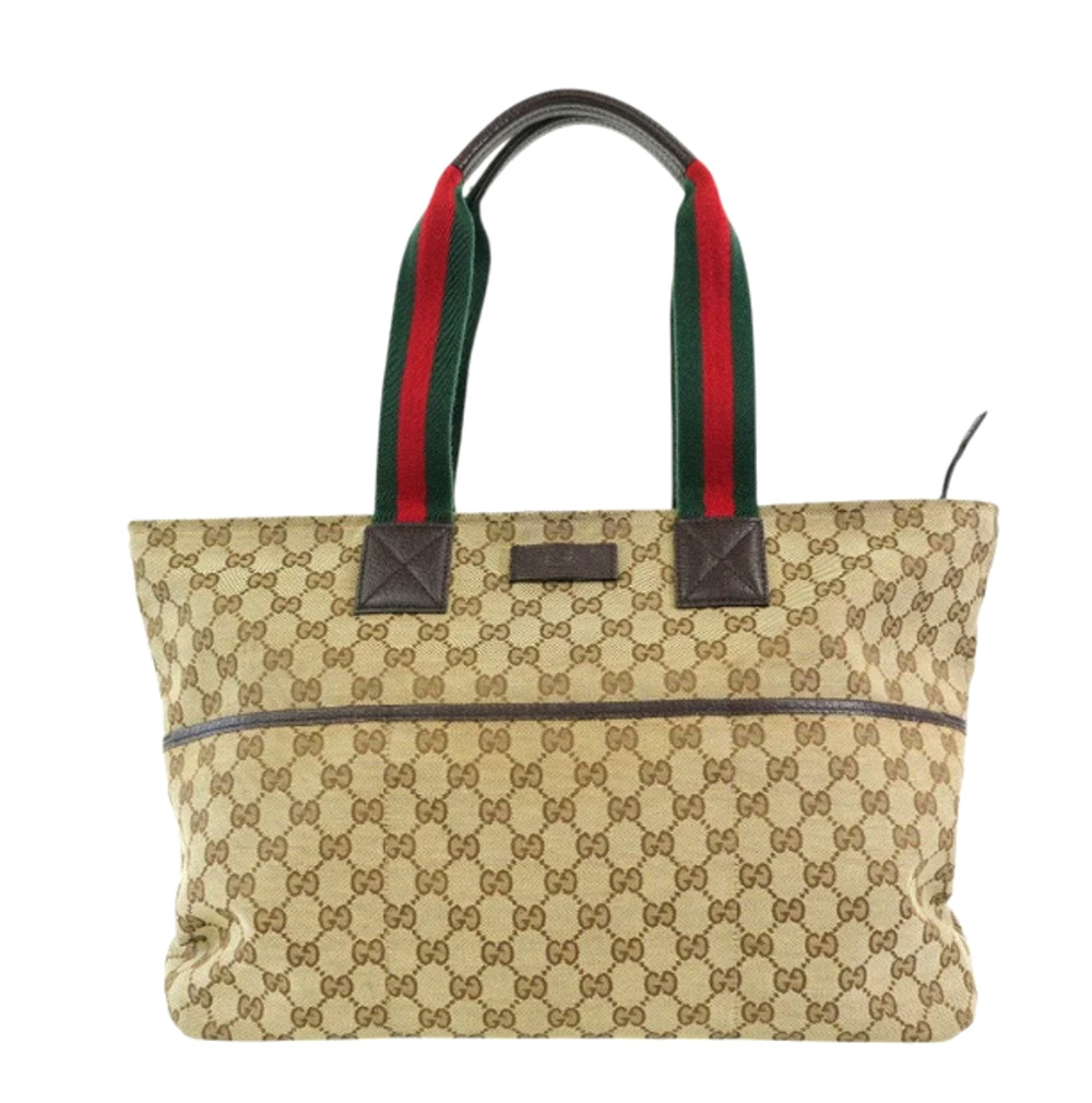 Gucci GG Ophidia Authentic Sherry Line Canvas Tote Bag Shoulder Purse Brown